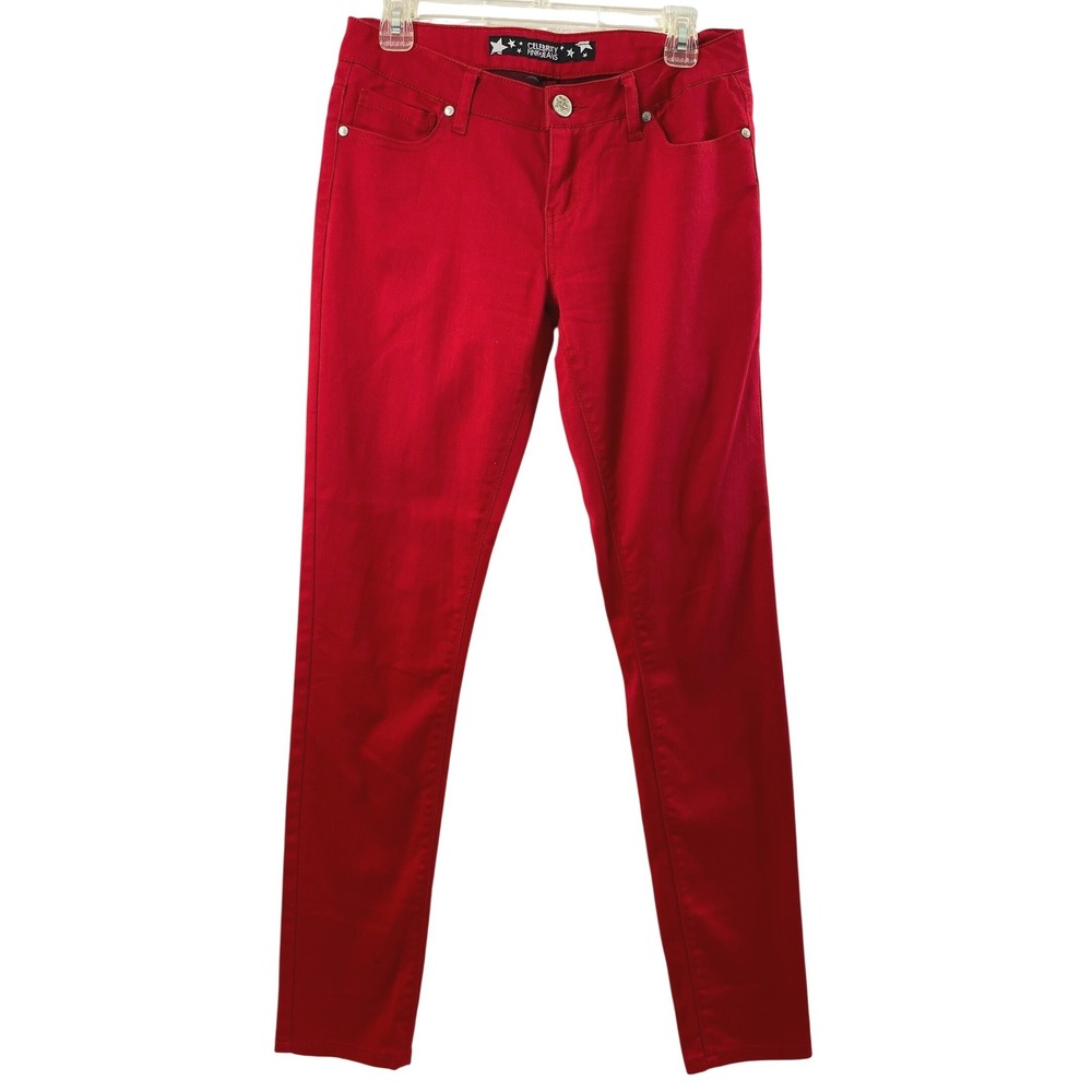 Womens Red Jeans Size 31" W Skinny‎ Low Rise Stretch Pockets Comfy Casual